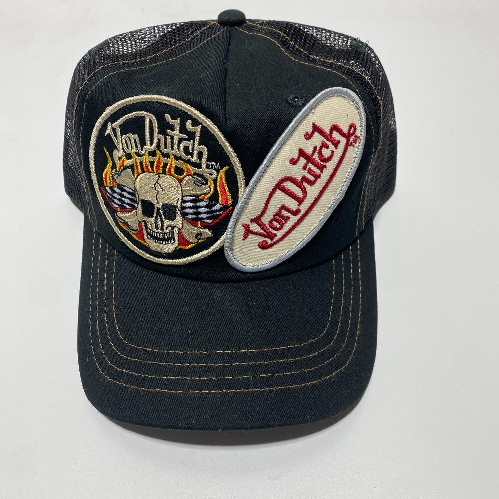 Von Dutch Y2K Vintage Black 2 Patch Hat